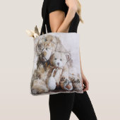 Sweet Brown Teddy Bears Gepersonaliseerd Tote Bag (Dichtbij)