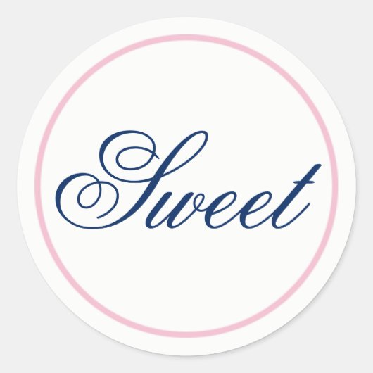 "Sweet" bruiloft Sticker - Blush Pink/Navy (Voorkant)