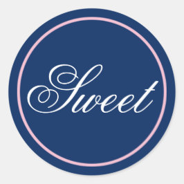 "Sweet" bruiloft Sticker - Blush Pink/Navy