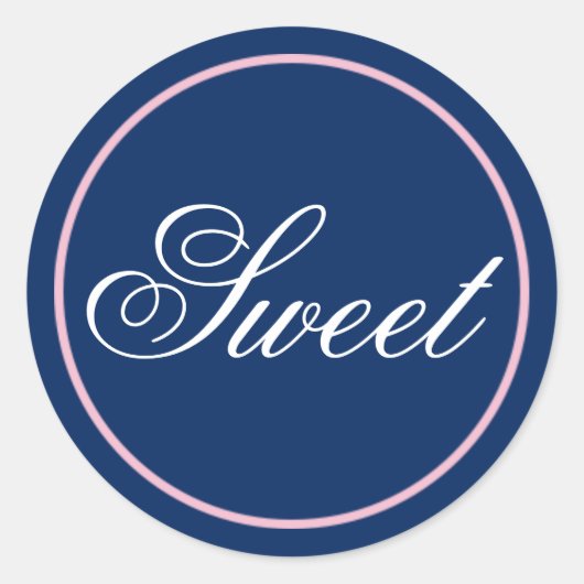 "Sweet" bruiloft Sticker - Blush Pink/Navy (Voorkant)