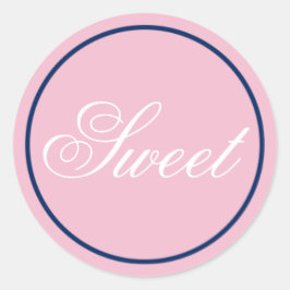 "Sweet" bruiloft Sticker - Blush Pink/Navy