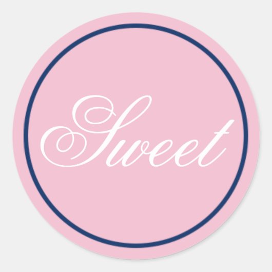 "Sweet" bruiloft Sticker - Blush Pink/Navy (Voorkant)