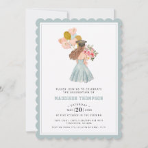 Sweet Brunette Meisje Waterverf Afstuderen