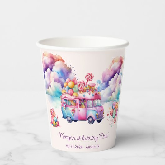 Sweet Budget CandyLane Kind is jarig Papieren Bekers (Achterkant)