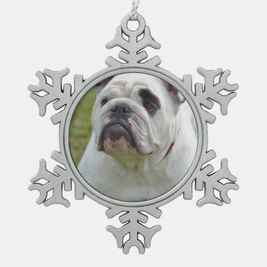 Sweet Bulldog Tin Sneeuwvlok Ornament (Voorkant)