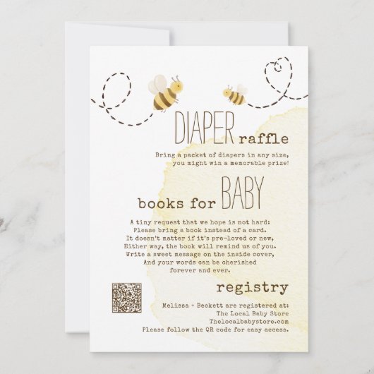 Sweet Bumble Bee Alles in één Baby shower Kaart (Achterkant)