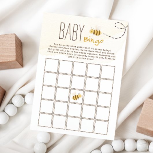 Sweet Bumble Bee Baby shower Baby Bingo Game Kaart