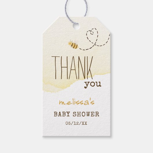 Sweet Bumble Bee Baby shower Bedankt Cadeaulabel (Voorkant)