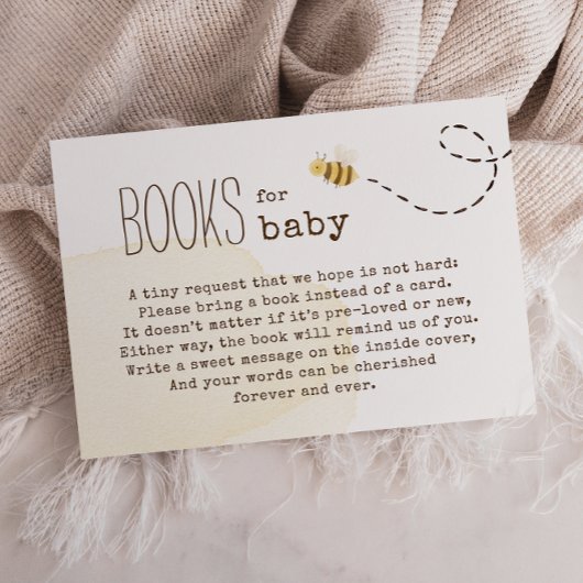 Sweet Bumble Bee Baby shower Boeken voor Baby Informatiekaartje