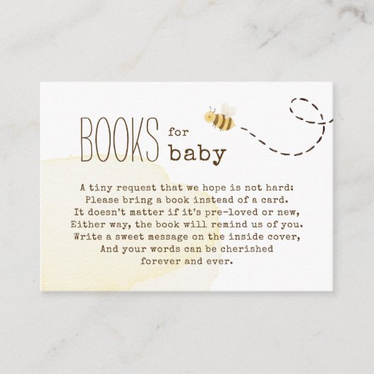 Sweet Bumble Bee Baby shower Boeken voor Baby Informatiekaartje (Voorkant)