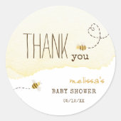 Sweet Bumble Bee Baby shower Dank je wel Ronde Sticker (Voorkant)