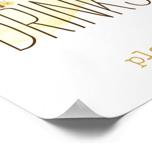 Sweet Bumble Bee Baby shower Drinken Sign Poster (Hoek)