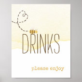 Sweet Bumble Bee Baby shower Drinken Sign Poster (Voorkant)