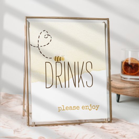 Sweet Bumble Bee Baby shower Drinken Sign Poster