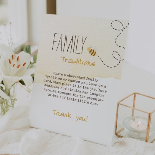 Sweet Bumble Bee Baby shower familietradities Reclamebord Met Voetstuk