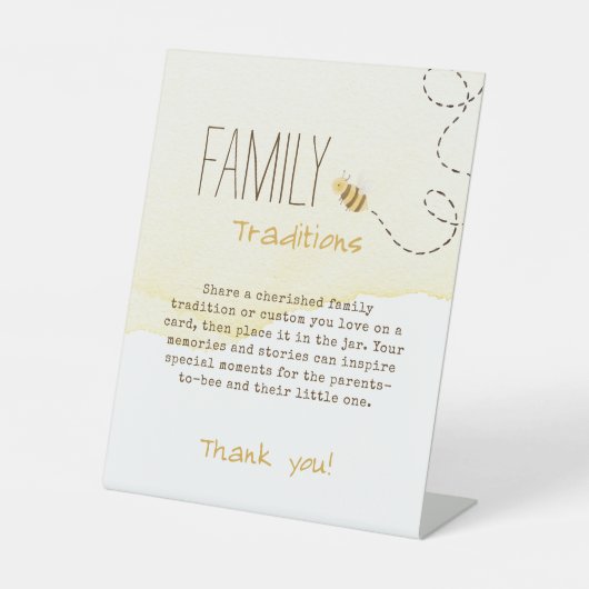 Sweet Bumble Bee Baby shower familietradities Reclamebord Met Voetstuk (Voorkant)
