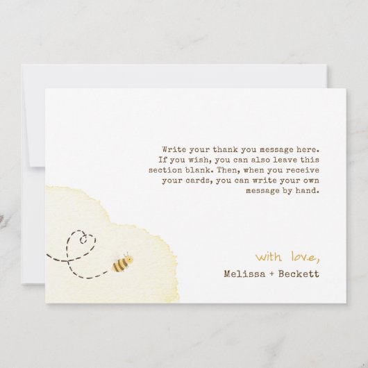 Sweet Bumble Bee Baby shower horizontaal Bedankkaart (Achterkant)