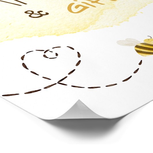 Sweet Bumble Bee Baby shower Kaarten en geschenken Poster (Hoek)