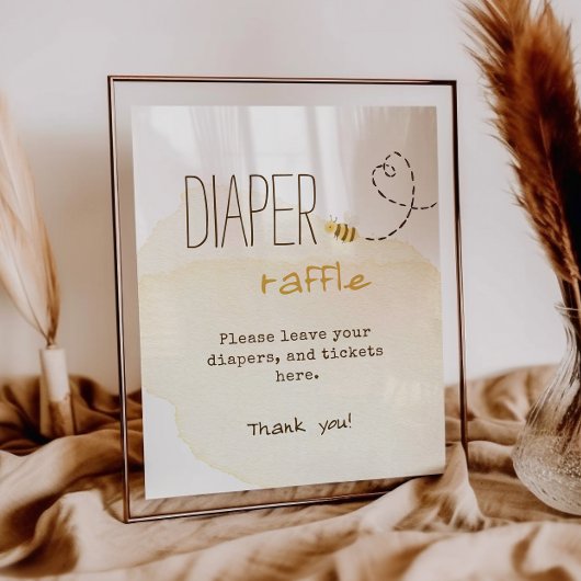 Sweet Bumble Bee Baby shower Luier Raffle Poster