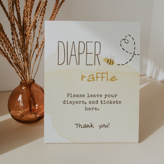 Sweet Bumble Bee Baby shower Luier Raffle Reclamebord Met Voetstuk