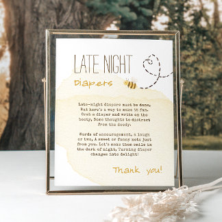 Sweet Bumble Bee Baby shower nachtluiers teken Poster