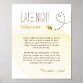 Sweet Bumble Bee Baby shower nachtluiers teken Poster (Voorkant)