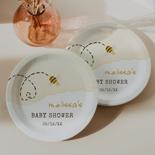 Sweet Bumble Bee Baby shower Papieren Bordje