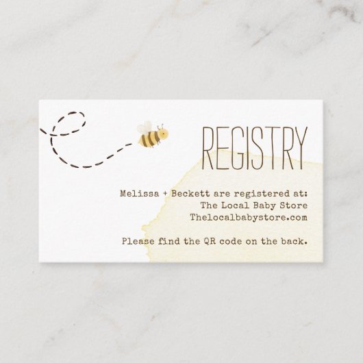 Sweet Bumble Bee Baby shower Registry QR-code Informatiekaartje (Voorkant)