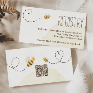 Sweet Bumble Bee Baby shower Registry QR-code Informatiekaartje
