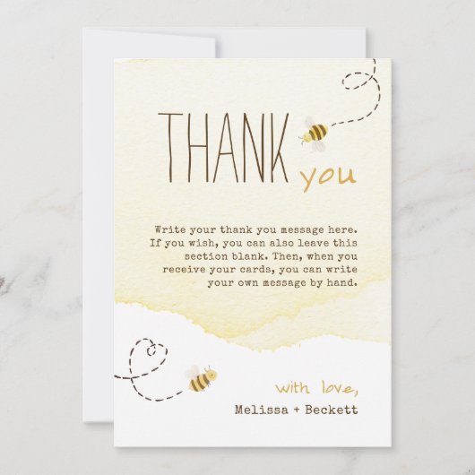 Sweet Bumble Bee Baby shower verticaal Bedankkaart (Voorkant)