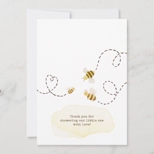 Sweet Bumble Bee Baby shower verticaal Bedankkaart (Achterkant)
