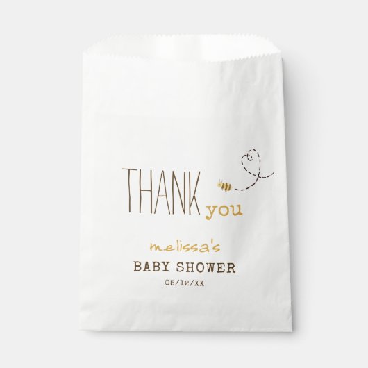 Sweet Bumble Bee Bedankt Baby shower gunstzak Bedankzakje (Voorkant)