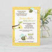 Sweet Bumble Bee Mam to Bee Baby shower Invite Kaart (Staand voorkant)