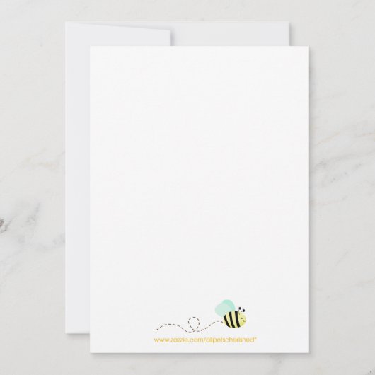 Sweet Bumble Bee Mam to Bee Baby shower Invite Kaart (Achterkant)