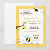 Sweet Bumble Bee Mam to Bee Baby shower Invite Kaart (Voorkant / Achterkant)