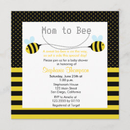 Sweet Bumble Bee Mam to Bee Baby shower Invite Kaart
