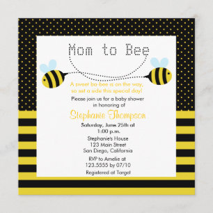 Sweet Bumble Bee Mam to Bee Baby shower Invite Kaart