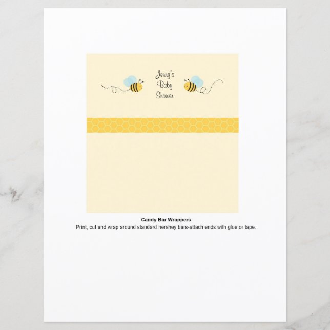 Sweet Bumble Bee Snoep Bar Wrappers (Voorkant)