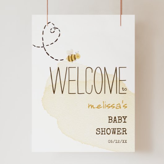 Sweet Bumble Bee Welkom Baby shower Teken Poster