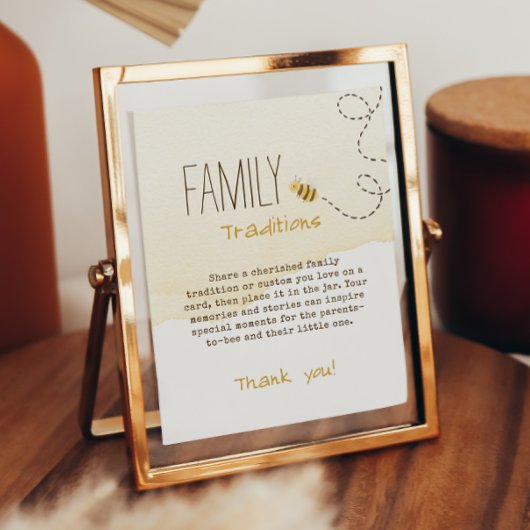 Sweet Bumblebee Baby shower Familietradities Sign Poster