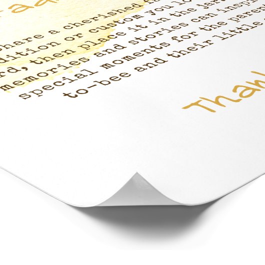 Sweet Bumblebee Baby shower Familietradities Sign Poster (Hoek)