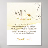 Sweet Bumblebee Baby shower Familietradities Sign Poster (Voorkant)
