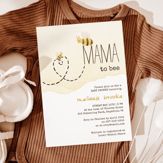 Sweet Bumblebee Mama to Bee Baby shower Invitation Kaart
