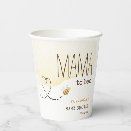 Sweet Bumblebee Mama to Bee Baby shower Papieren C Papieren Bekers (Achterkant)