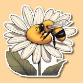 Sweet Bumblebee op Daisy Waterproof Sticker