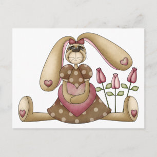 Sweet Bunnies ・ Bunny Heart & Roses Briefkaart