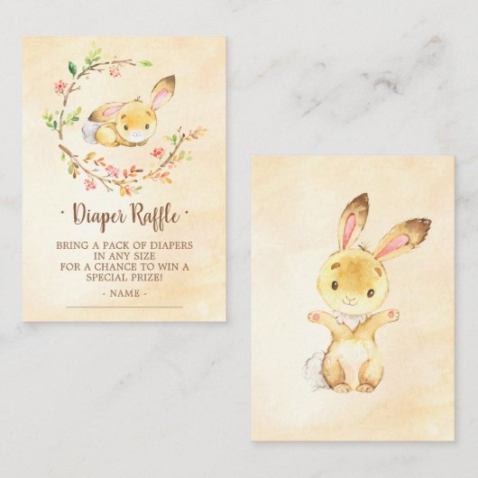 Sweet Bunny Baby shower Diaper Raffle Ticket Informatiekaartje (Voorkant / Achterkant)