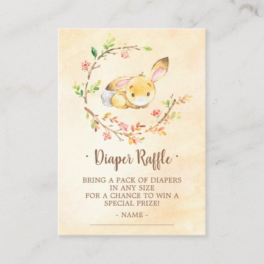 Sweet Bunny Baby shower Diaper Raffle Ticket Informatiekaartje (Voorkant)