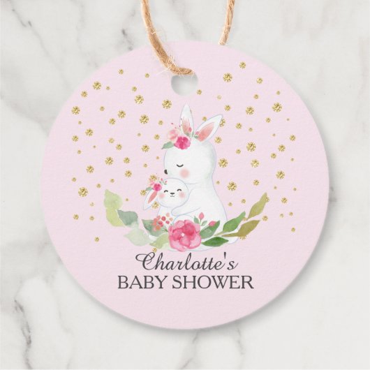 Sweet Bunny Baby shower Favor Gift Label (Achterkant)