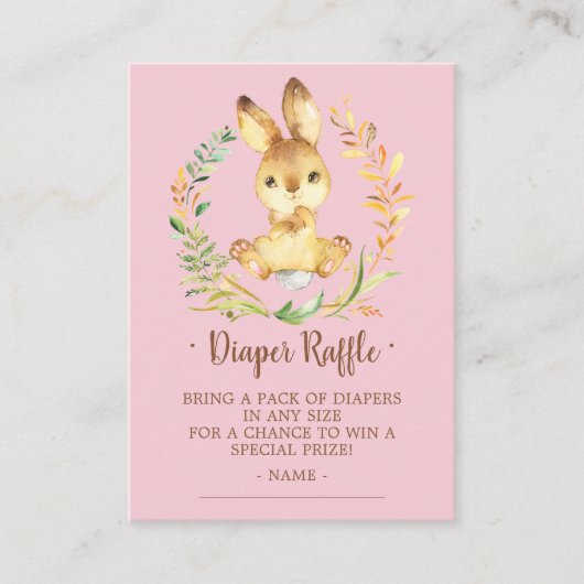 Sweet Bunny Baby shower Luier Raffle Ticket Informatiekaartje (Voorkant)